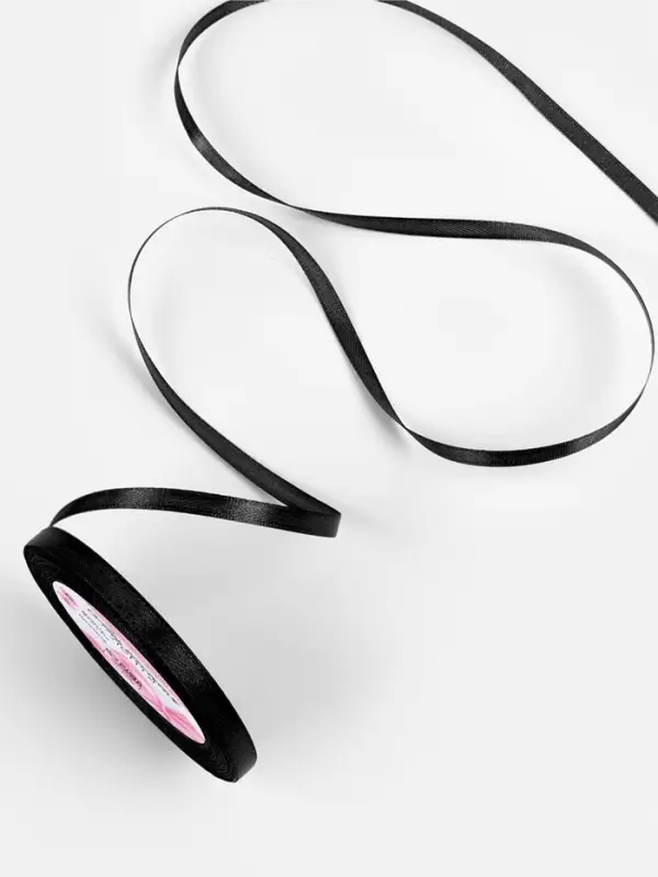 Лента атласная, 6 мм × 23 ± 1 м, цвет чёрный №39 Лента атласная, 6 мм × 23 ± 1 м, цвет чёрный №39