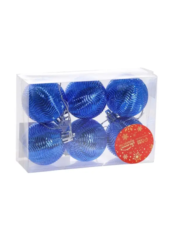 Ёлочные игрушки &laquo;Волна&raquo;, шары новогодние, d=5 см, набор 6 шт., синий