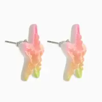 Серьги пластик "Морская звезда", цвет розово-зелёный