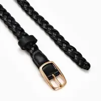 Ремень жен 03-01-01-01, Июнь2501, 1,8*0,3*110 см, без винта, пряж золото, 1 прокол, черный   1090311