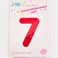 Воздушный шар фольгированный 40" &laquo;Цифра 7&raquo;, красный