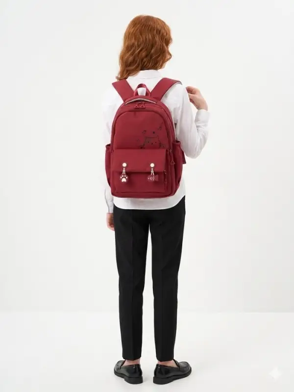 Рюкзак школьный &laquo;Котик&raquo;, 3 кармана, 2 отделения, 29&times;14&times;44 см, бордовый