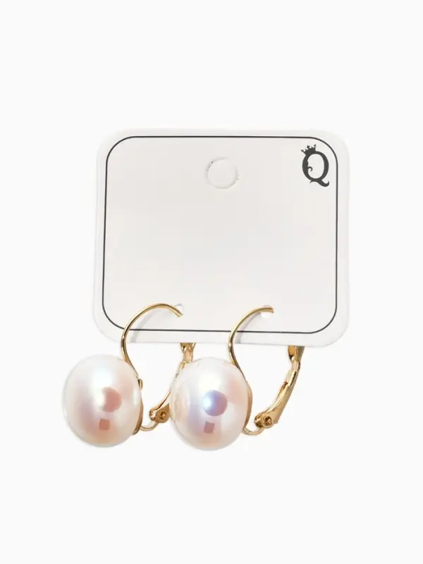 Серьги пластик "Майорика" круг, цвет белый в золоте