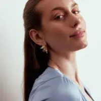 Серьги металл &laquo;Цветы половинки&raquo;, цвет золото