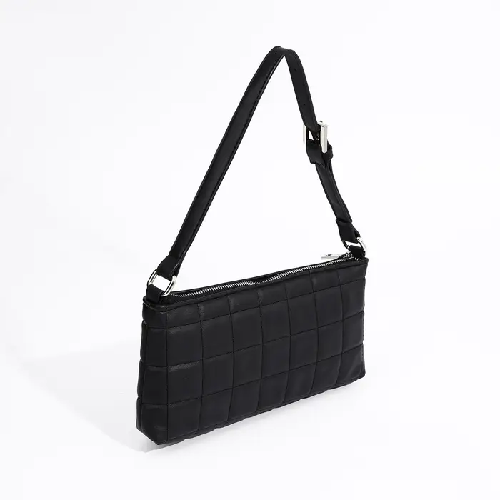 Сумка женская багет на молнии, 27&times;5&times;13 см, чёрная