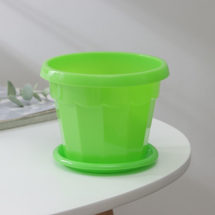 Горшок для цветов с поддоном Доляна «Эрика», 0,7 л, цвет зелёный Горшок для цветов с поддоном Доляна «Эрика», 0,7 л, цвет зелёный