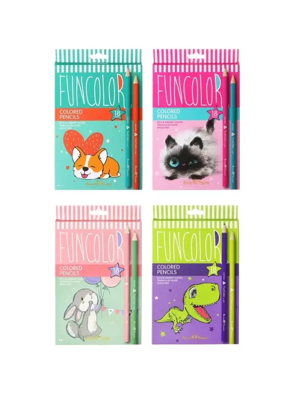 Карандаши цветные 18 цветов BrunoVisconti. FunColor, пластиковые, трёхгранные, МИКС