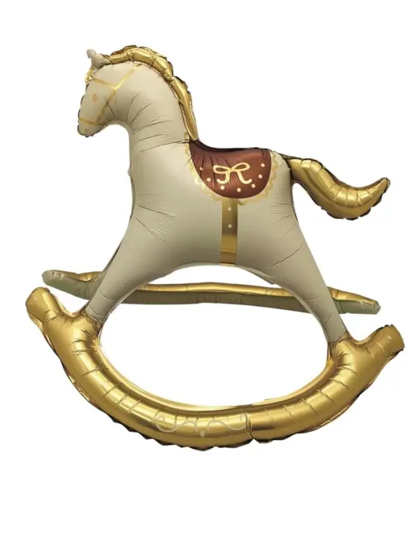 Воздушный шар фольгированный 43 Воздушный шар фольгированный 43" "Лошадка-качалка", золото, кремовый, под воздух