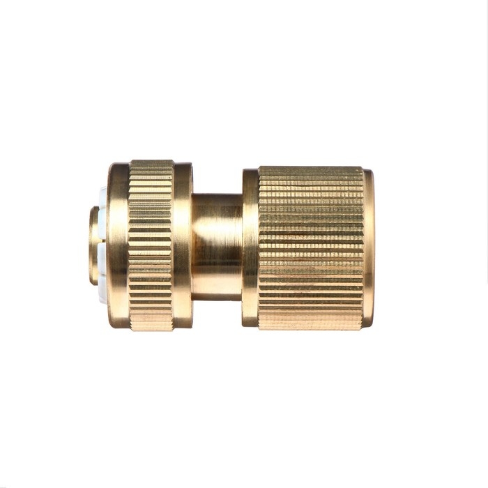 Коннектор с аквастопом, 1/2 Коннектор с аквастопом, 1/2" (12 мм), быстросъёмное соединение, латунь, Greengo