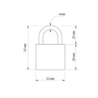 Замок навесной LOCKLAND, с влагозащитной дужкой, 32 мм