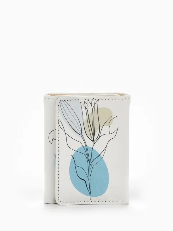 Кошелёк женский на кнопке, 10.5&times;2.5&times;8.5 см, с цветочным принтом, белый