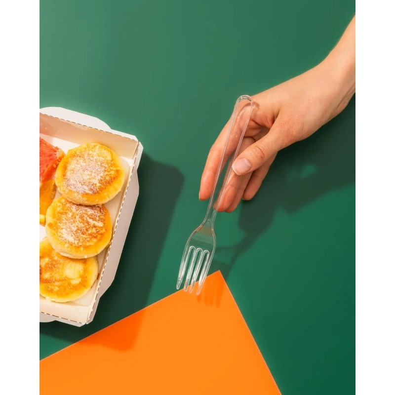 Вилка одноразовая Комус прозрачная, 18 см, ПС 50шт./уп