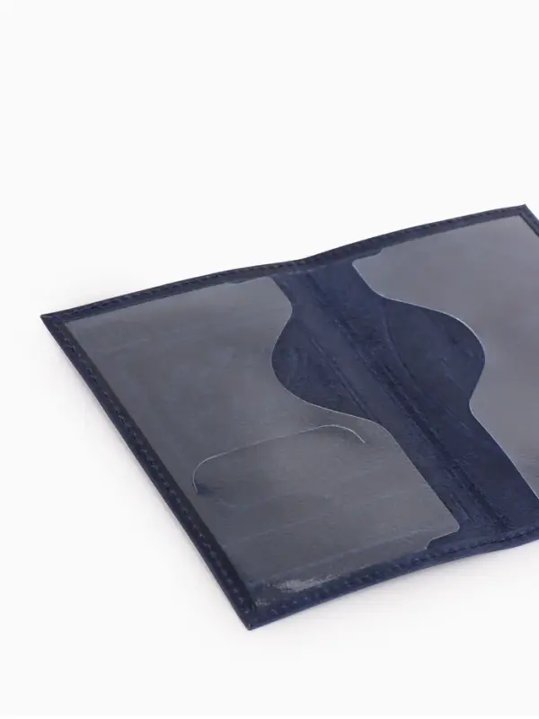 Обложка для паспорта, герб, натуральная кожа, тёмно-синяя