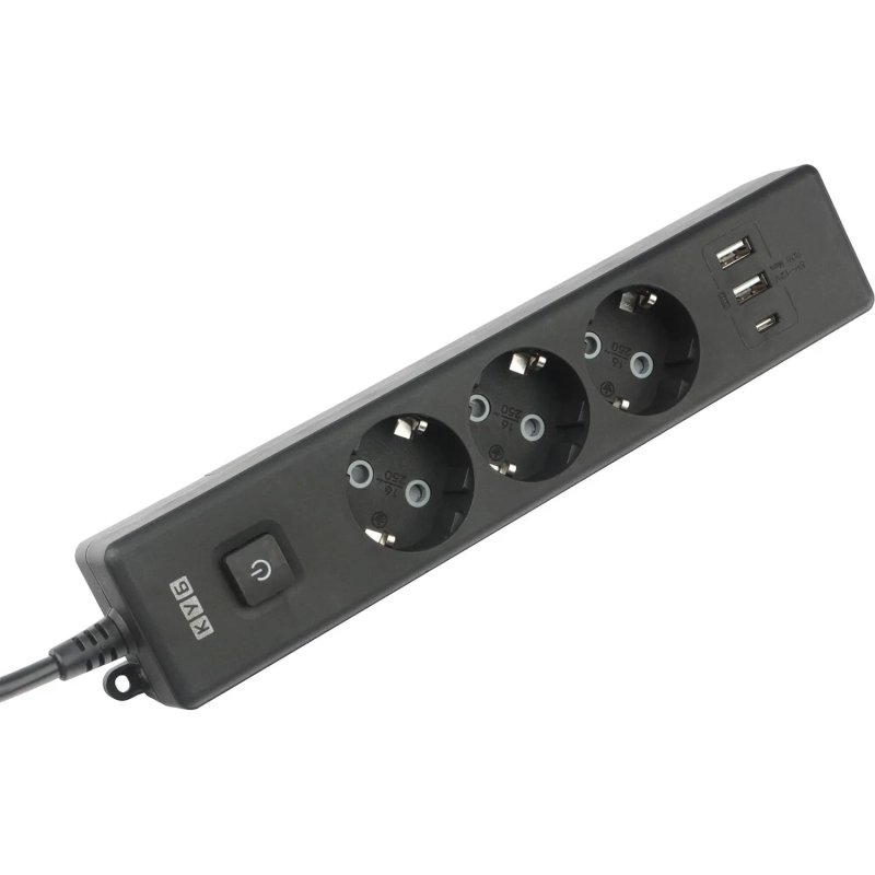Удлинитель Power Cube, 3р/1.9м выкл.,3USB, 3.5кВт,16А,3x1,0 черн(PC-6B-2M)