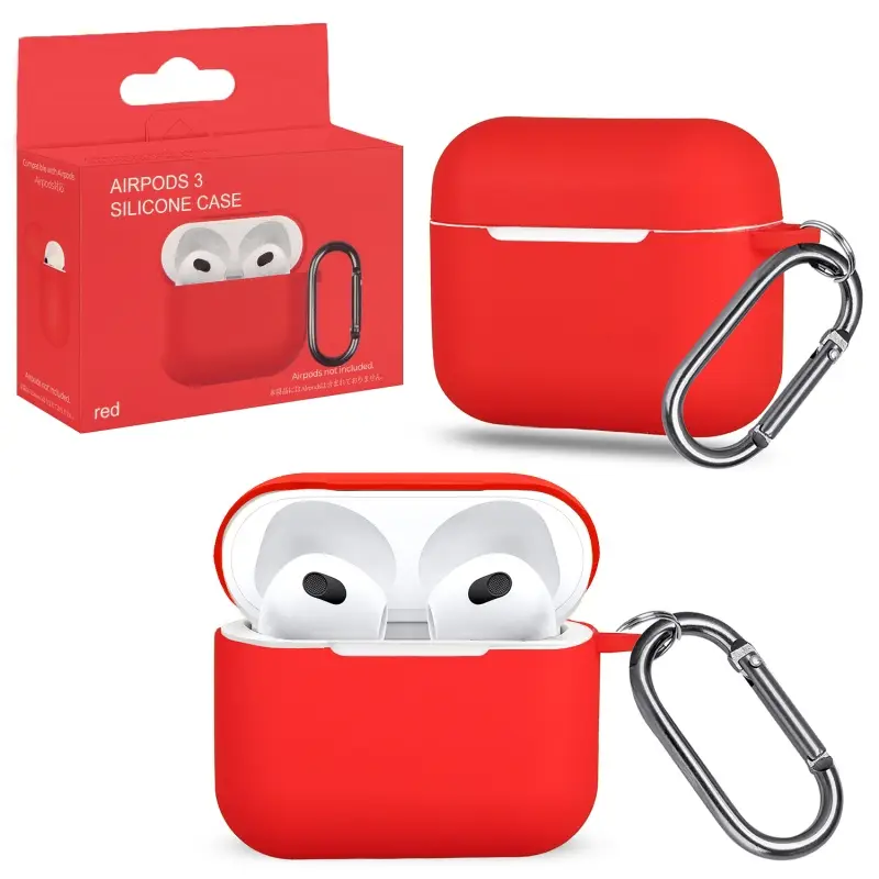 Чехол для AirPods 3 с карабином №8 Red