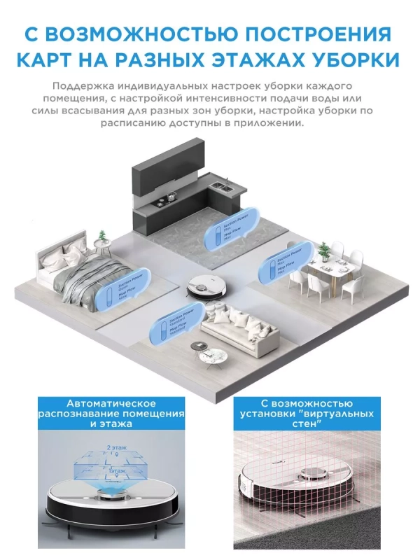 Робот-пылесос VCR S8+, станция самоочистки, сухая влажная