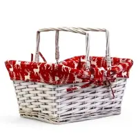 Корзина плетеная 37 х 28 х 18 см, ручка h=13 см белая, НГ ткань красный Корзина плетеная 37 х 28 х 18 см, ручка h=13 см белая, НГ ткань красный