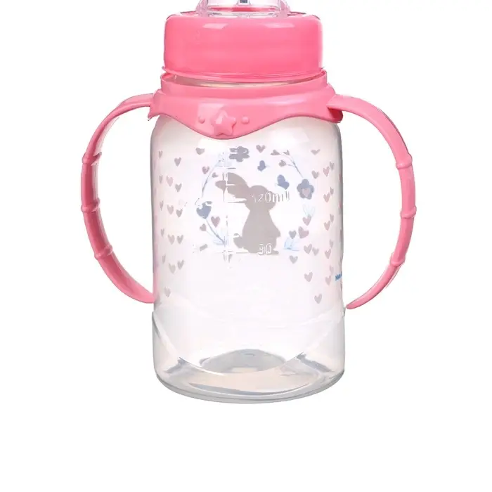 Бутылочка для кормления малыша M&B &laquo;Доченька&raquo;, классическое горло, с ручками, от 0 мес., 150 мл., розовый