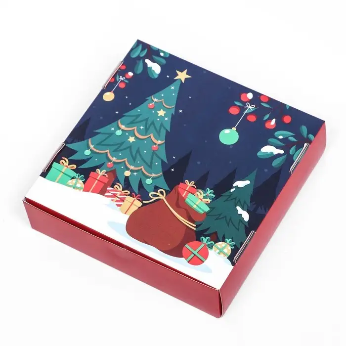 Подарочная коробка сборная с окном «Новогодняя абстракция», 11.5×11.5×3 см