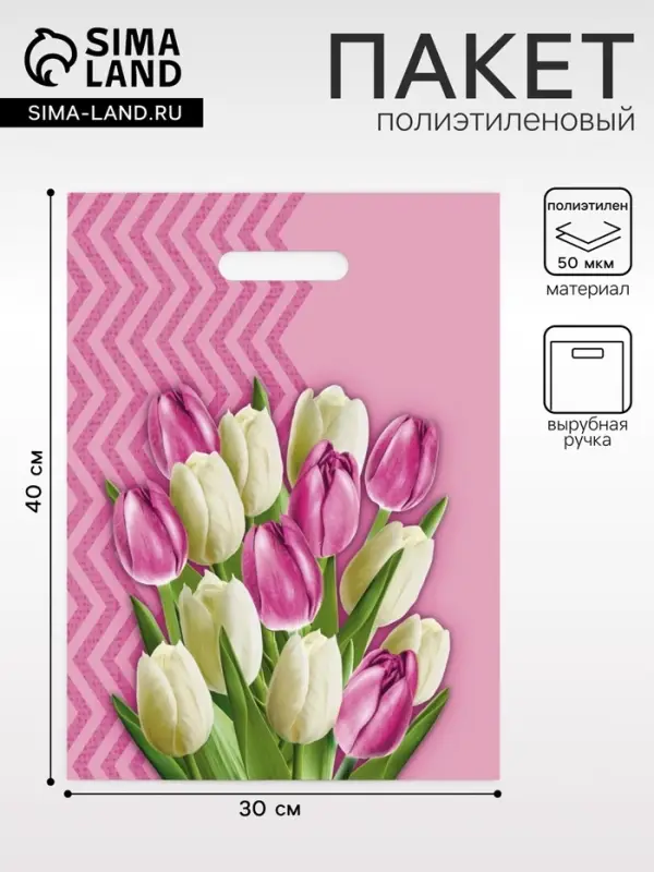 Пакет &laquo;Диана&raquo; полиэтиленовый с вырубной ручкой, МИКС, 50 мкм, 30&times;40 см
