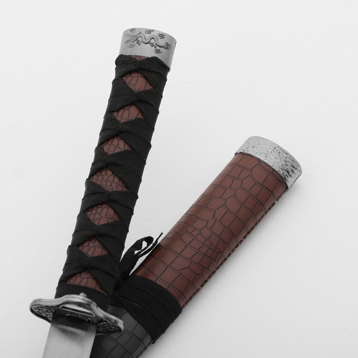 Сув. изделие катаны 3в1 на подставке, ножны кожзам, змея коричн.  46/70/89см