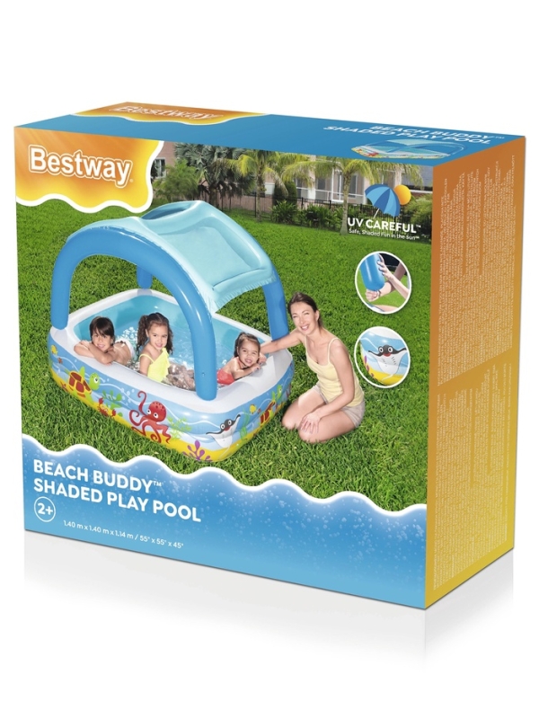 Бассейн надувной «Морские глубины», с навесом, 140 х 140 х 114 см, от 2 лет, 52192 Bestway Бассейн надувной «Морские глубины», с навесом, 140 х 140 х 114 см, от 2 лет, 52192 Bestway