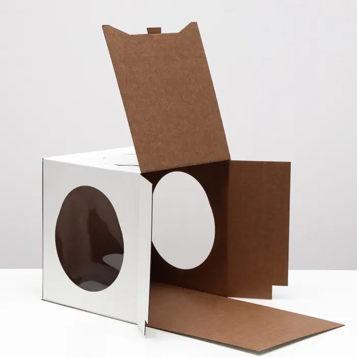 Кондитерская упаковка Кондитерская упаковка "Овал", 2 окна, белая, 24 х 24 х 26 см