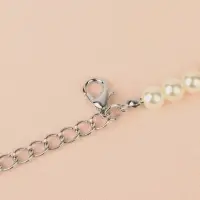 Лямки для бюстгальтера, декоративные с жемчугом, фурнитура металл, 5 мм, 45 см, пара, белые