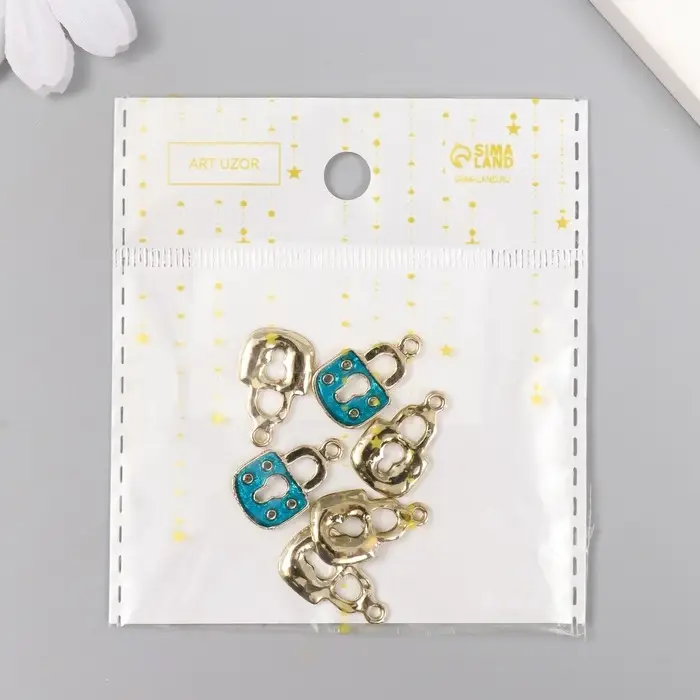 Декор для творчества металл  Декор для творчества металл "Голубой замочек" серебро, эмаль 1,6х1,1 см