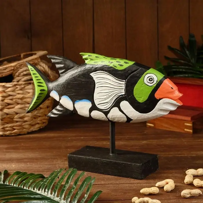 Сувенир  Сувенир "Рыба разноцветная" дерево на подставке 37х9х29 см