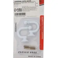 Крючок для штор ТУНДРА KS003, однорожковый, цвет белый, 2 шт Крючок для штор ТУНДРА KS003, однорожковый, цвет белый, 2 шт