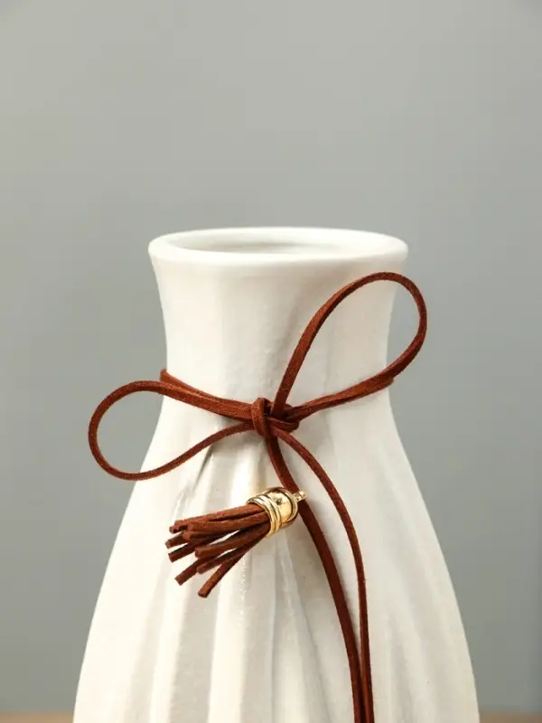 Ваза керамика настольная Ваза керамика настольная "Шерон" зауженная шнур, 19,5х8,5х6 см, белый