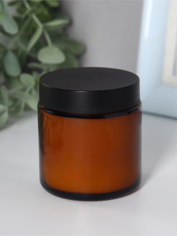 Свеча ароматическая в банке Свеча ароматическая в банке "Pure Basil", соевый воск, 90 г, чёрная кожа