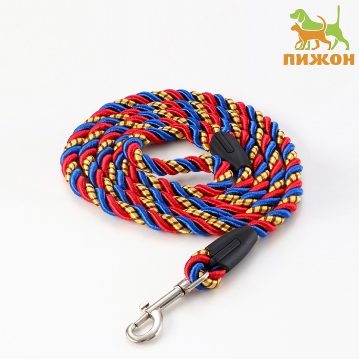 Поводок круглый Поводок круглый "Скрутка", 1 х 120 см, сине-красно-жёлтый