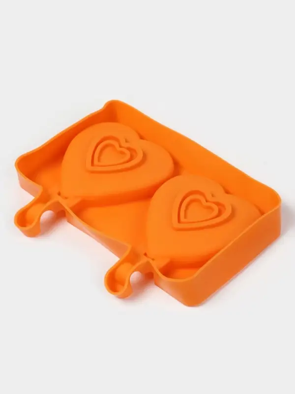 Форма для мороженого &laquo;Сердечко&raquo;, силикон, 19.5&times;14&times;2.5 см, 2 ячейки (8.4&times;9 см), МИКС