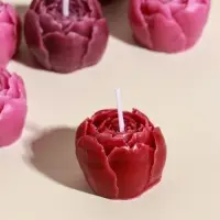 Набор свечей декоративных "Пионы" 9 шт 3,5х3,5х2,5 см розово-фиолетовые 14х14х4 см