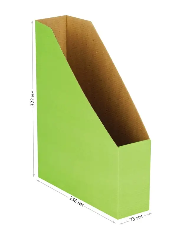 Накопитель-лоток архивный, микрогофрокартон, 75 мм, зеленый