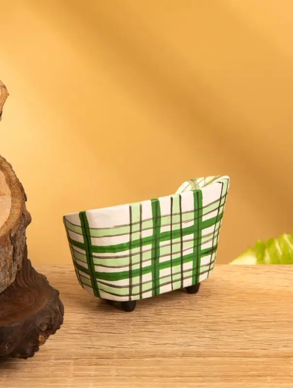 Сувенир дерево "Кресло клетчатое" цв. зелёный, 6х3,5х5 см