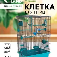 Клетка для птиц &laquo;Пижон&raquo;, разборная, 42&times;30&times;62.7 см, укомплектованная, бирюзовая