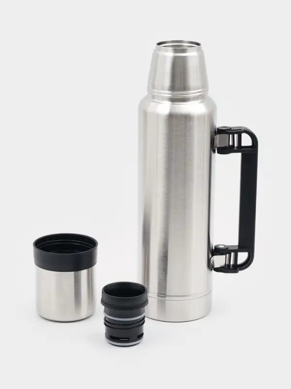 Термос Мастер К &laquo;Движение&raquo;, 1.2 л, с кружкой, сохраняет тепло 18 ч, 36&times;11 см, нержавеющая сталь, серебристый