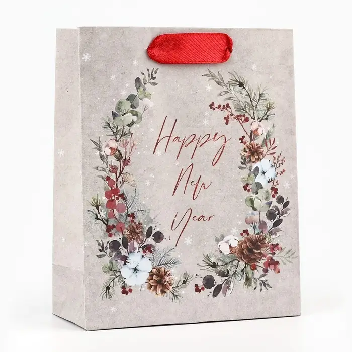 Пакет подарочный новогодний крафтовый «В ожидании чуда», S 12 х 15 х 5.5 см Пакет подарочный новогодний крафтовый «В ожидании чуда», S 12 х 15 х 5.5 см