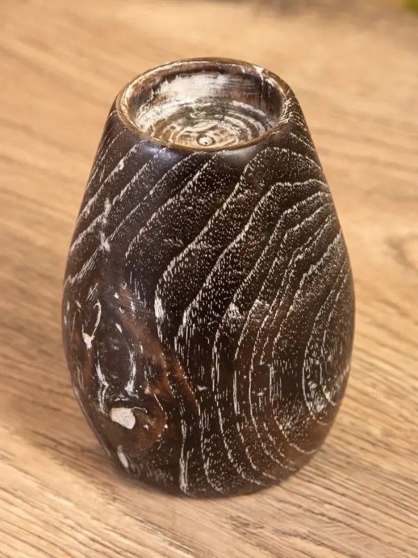 Подсвечник, d=4 см, 8&times;8&times;11 см, дерево джати, тёмно-коричневый