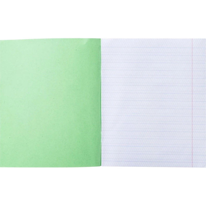 Тетрадь в зеленом офсете 12л,частая косая линия уп. по 20 шт.,100% белизна