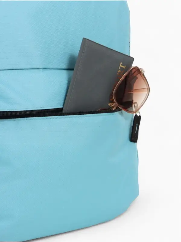 Рюкзак школьный на молнии, с карманом, однотонный, размер 30&times;12&times;40 см, голубой