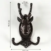 Настенные крючки декоративные &laquo;Олень&raquo;, чугун, 19.5&times;11.5&times;6 см