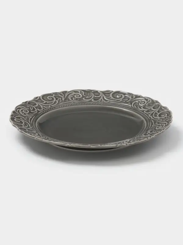 Тарелка обеденная WY Floral Laceware, d=25 см, фарфор, серая