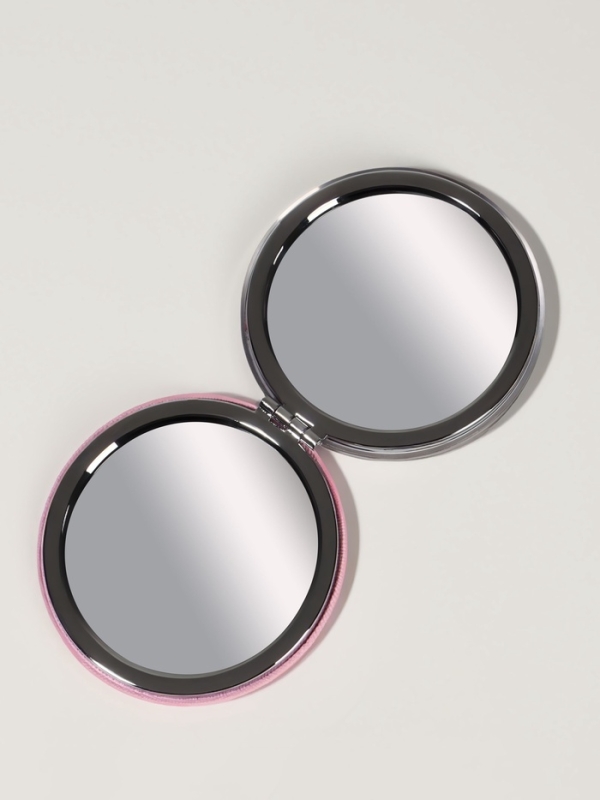 Зеркало складное «Цветы», d = 7,2 см, с увеличением, цвет белый/фиолетовый