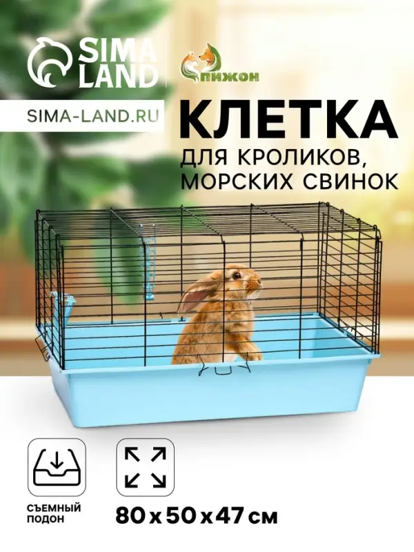 Клетка для кроликов, морских свинок &laquo;Пижон&raquo; №4 складная, 80&times;50&times;47 см, бирюзовая