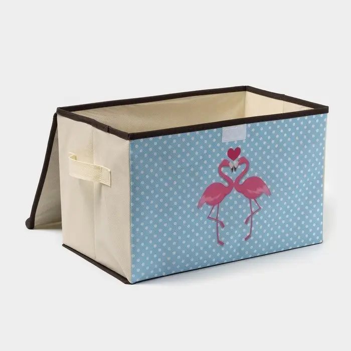 Короб стеллажный для хранения с крышкой &laquo;Фламинго&raquo;, 39&times;25&times;25 см, бежевый