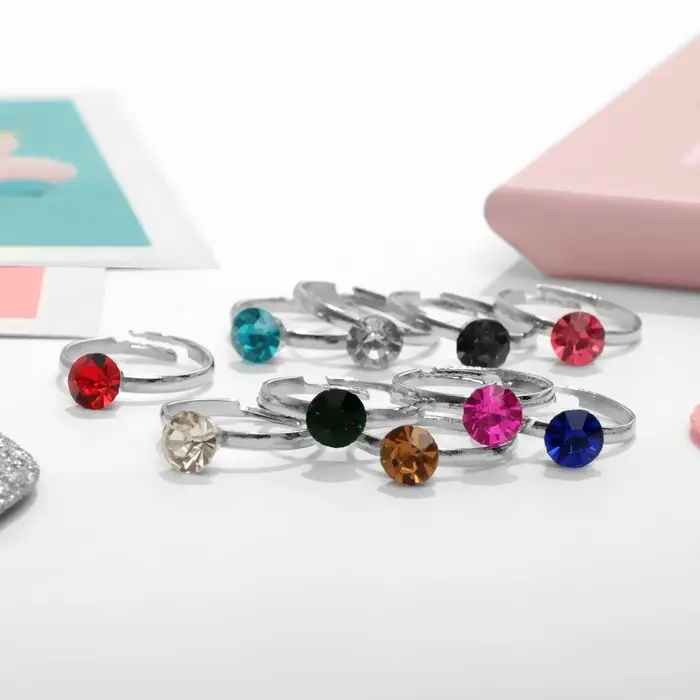 Кольцо детское «Выбражулька» стразинка, цвет МИКС, безразмерно Кольцо детское «Выбражулька» стразинка, цвет МИКС, безразмерно